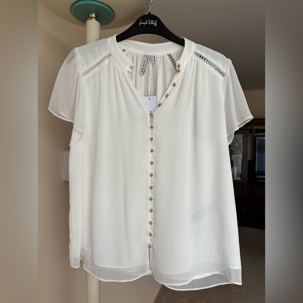 Ever New Cream Button-Front Blouse